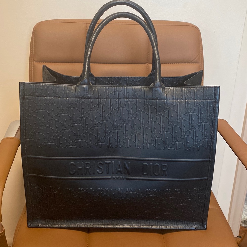Dior Book Tote Oblique Embossed Calfskin Large